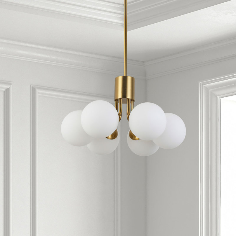 Luminaire suspendu à 6 lumières Jesicca, Laiton vieilli