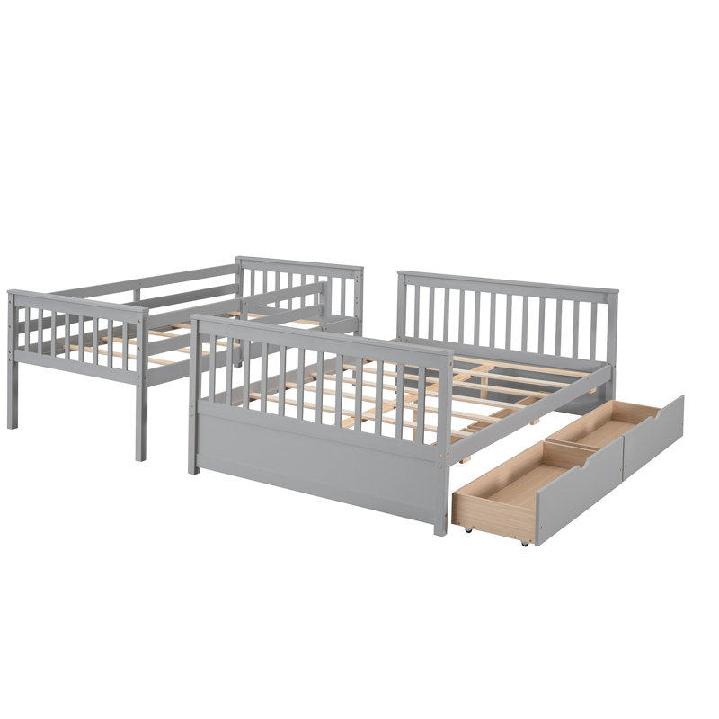 Lit superposé double gris, conforme aux exigences du lit, de couleur grise, Gris, Lit double