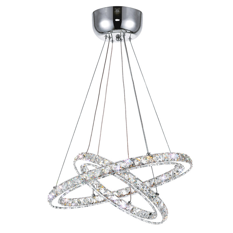 Lustre à DEL avec finition chromée, H 60 po x l 20 po x P 20 po