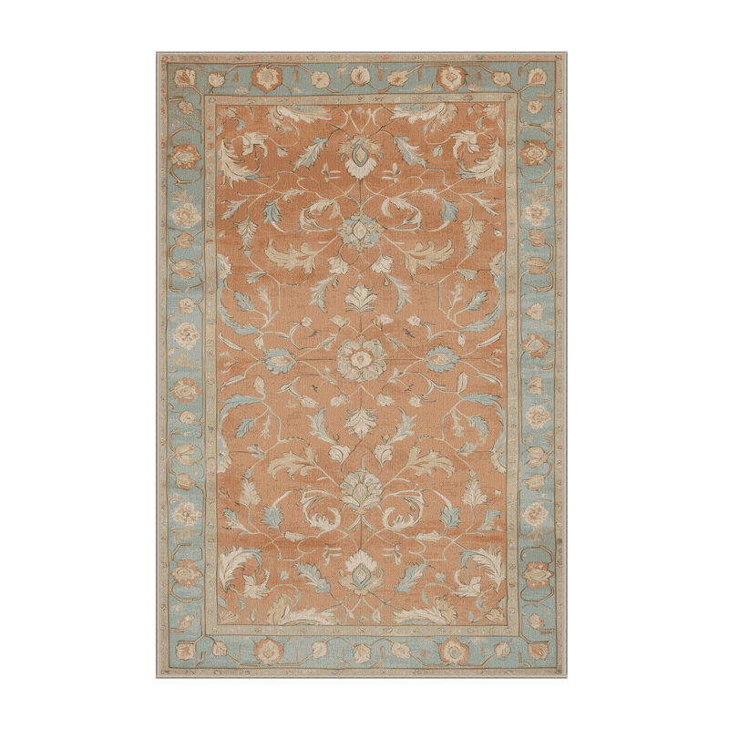 Tapis brun Tabriz lavable à la machine, Rectangle de 5 pi x 8 pi