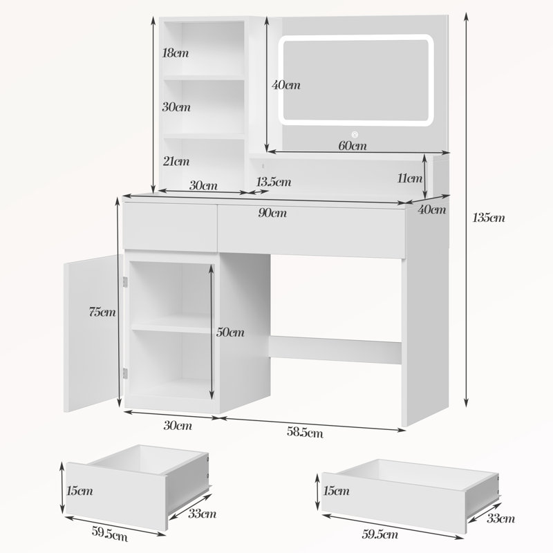 Rumiko Dressing Table with Mirror