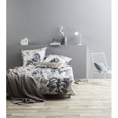 Gray Sateen Reversible Duvet Cover Set