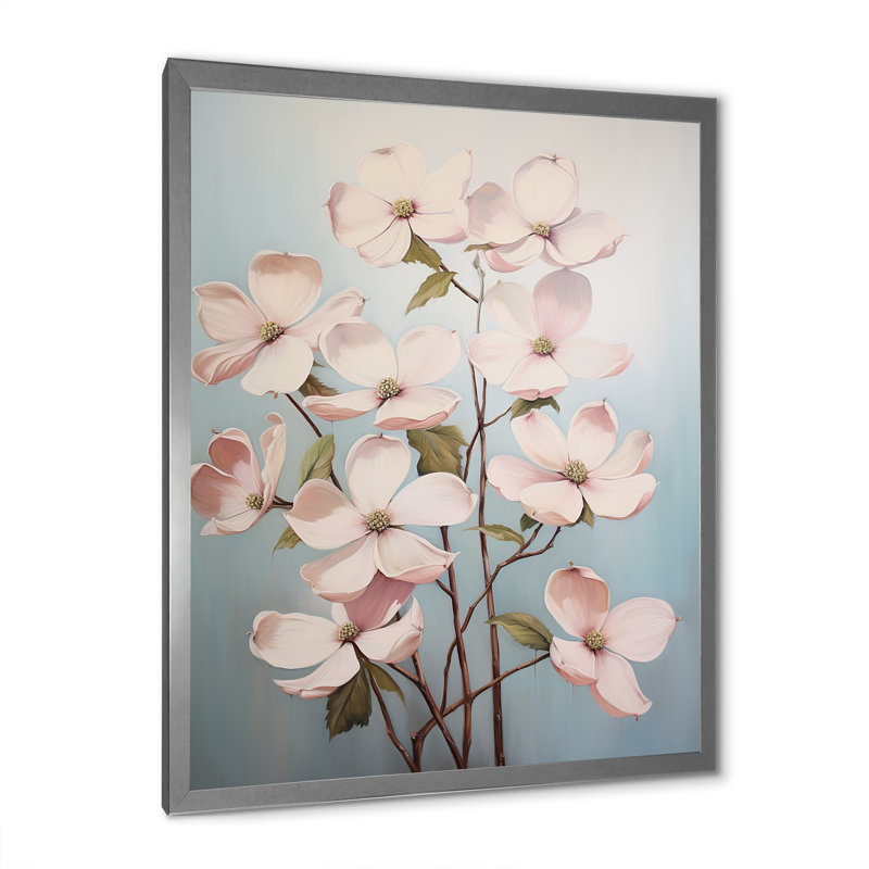 Impression de cornouiller blanc III - impression, Cadre photo argenté, H 40 po x l 30 po x P 1,5 po