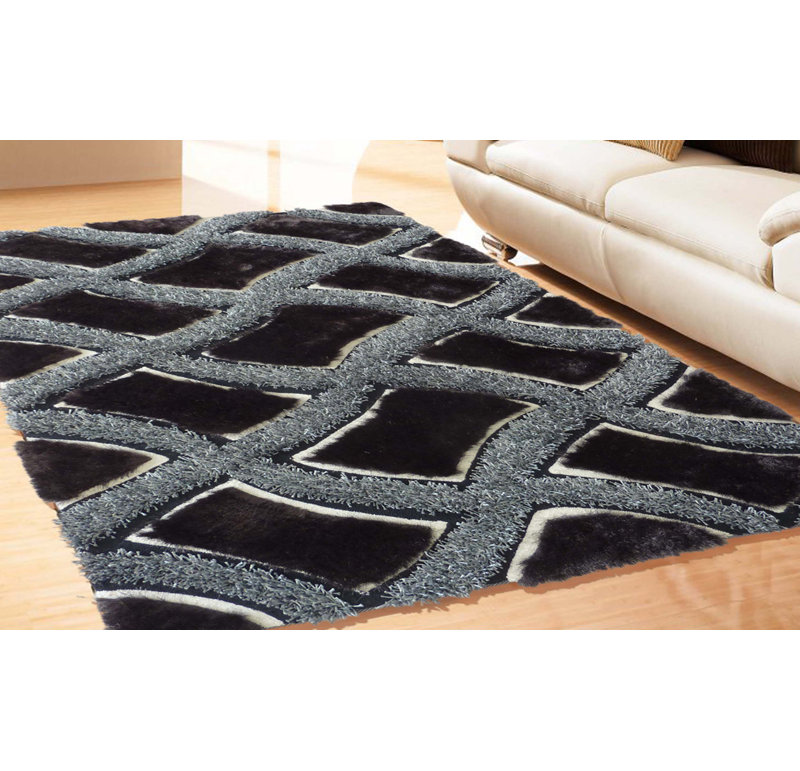 Tapis noir touffeté à la main Nevin