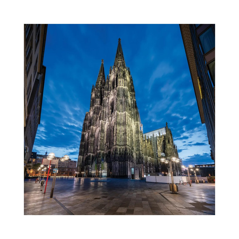 Cologne Cathedral At Night by Jan Becke - Wrapped Canvas Print, 93.98 cm H x 93.98 cm W x 1.91 cm D