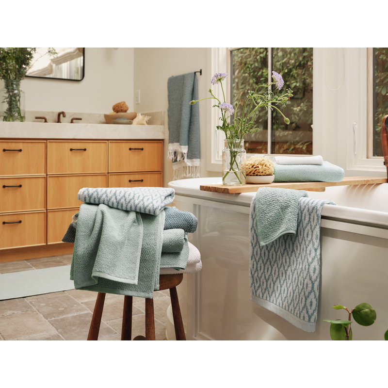 Stinson Organic Minimalist Bath Set/4 BT, HT Alpine White/Pacific Blue, Alpine White/Pacific Blue