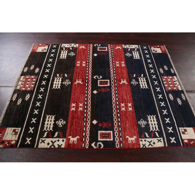 Tapis oriental tribal Gabbeh Kashkoli noué à la main 5 x 7