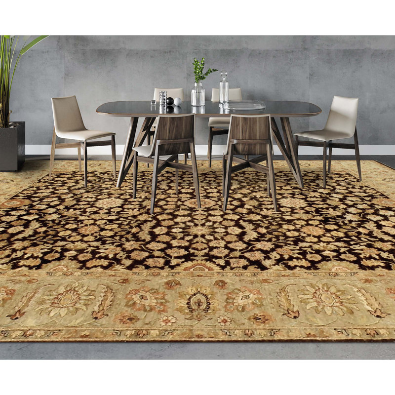 Hand Knotted Wool Oriental Area Rug in Beige/Black/Brown, Rectangle 12' x 18'