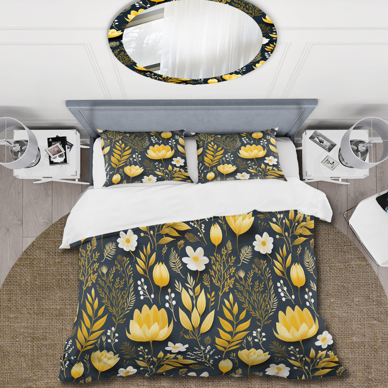 Ensemble de housse de couette Retro Floral Revival Botanical I - Botanical, Housse de couette simple + 1 taie décorative stan