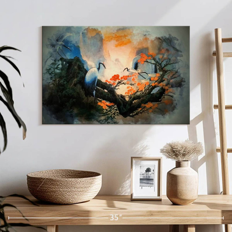 Oiseaux japonais, H 16 po x l 24 po
