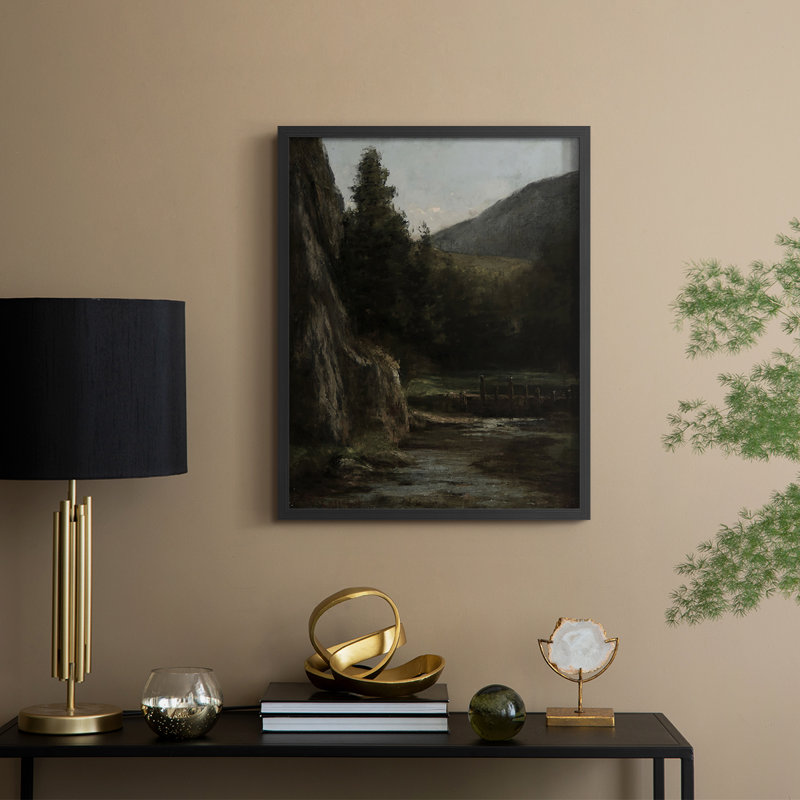 «Vintage Landscape CXLVI», reproduction encadrée - bois massif, H 21 po x l 17 po