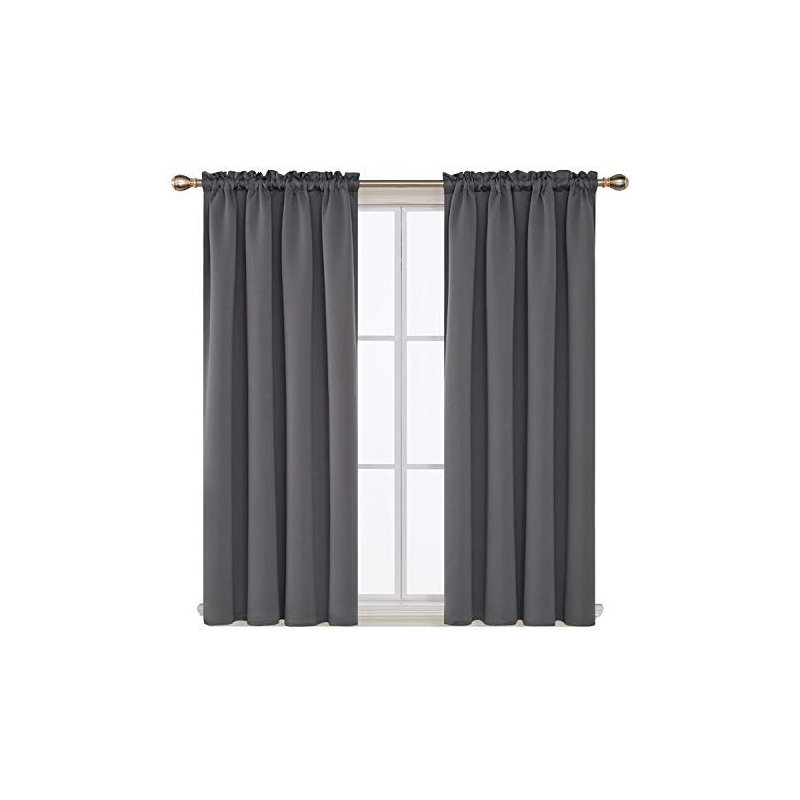 Room Darkening Curtain Pair, Dark Gray, 52" W x 45" L
