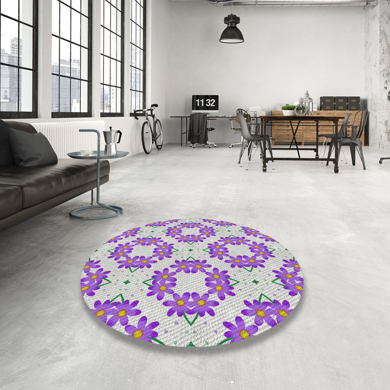 Tapis mauve/vert à tisser électrique, Rond 4 pi