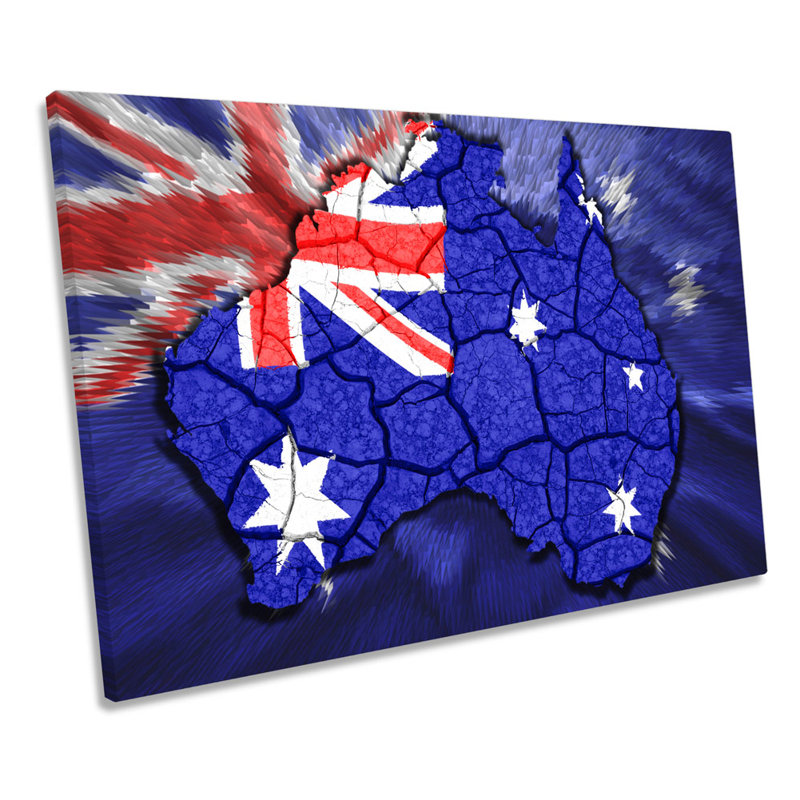 Map Of Australia Flag - Wrapped Canvas Art Prints, 30.5cm H x 45.7cm W x 2cm D