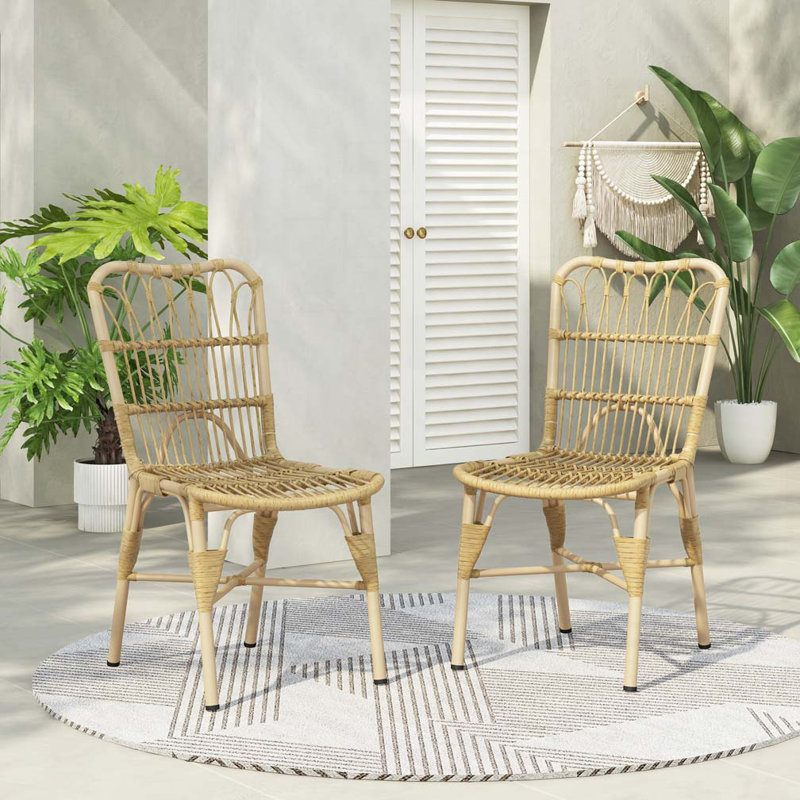 Chaises de patio d'extérieur en osier, Naturel