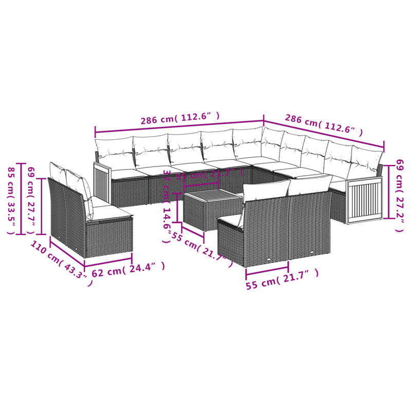 Ensemble de canapé de jardin Vidaxl