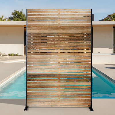 72” H x 47” W Metal Privacy Screen-Freestanding with Block the Neighbors Background Wall, Perfect for Trash Cans, AC Units, Patio Divider, Balcony, Yard and Outdoor Privacy Screens for Deck (Includes 3 Panels)