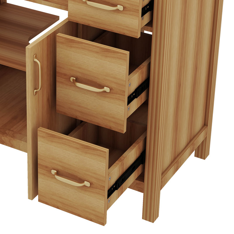 Meuble-lavabo de 36 po en bois comprenant 2 portes à fermeture douce, 3 tiroirs à fermeture douce et une tablette réglable