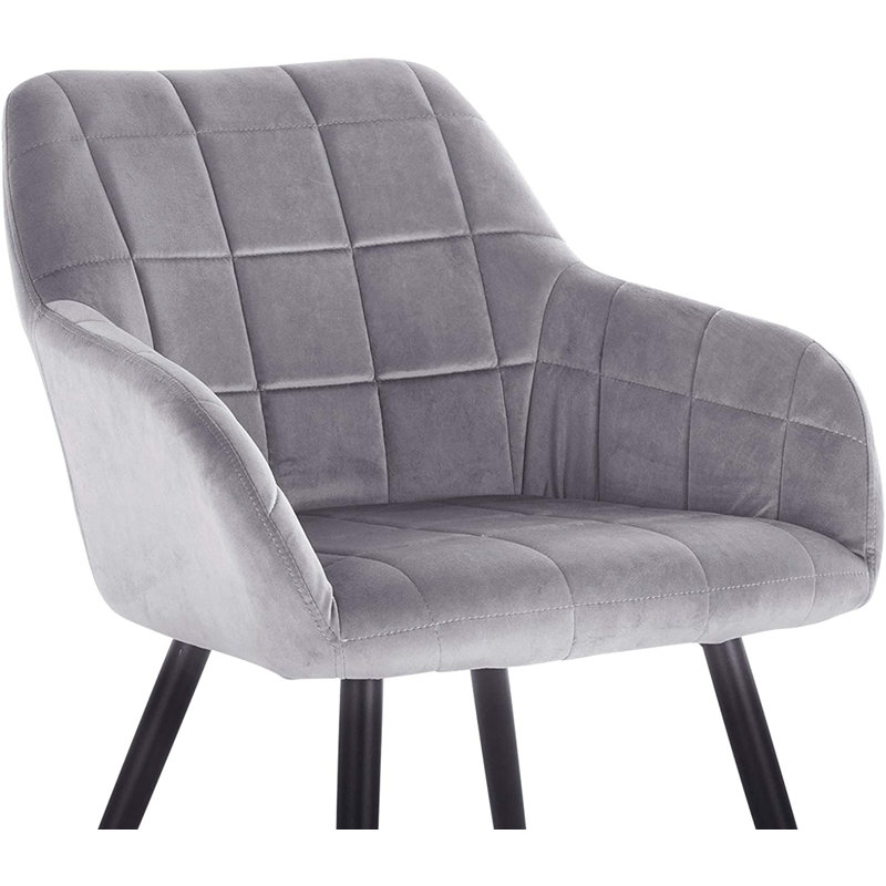 Palumbo Upholstered Dining Chair, 2, Velvet White, Black
