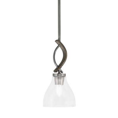 Mini-luminaire suspendu avec tige Hallmann avec verre transparent de 6,25 po