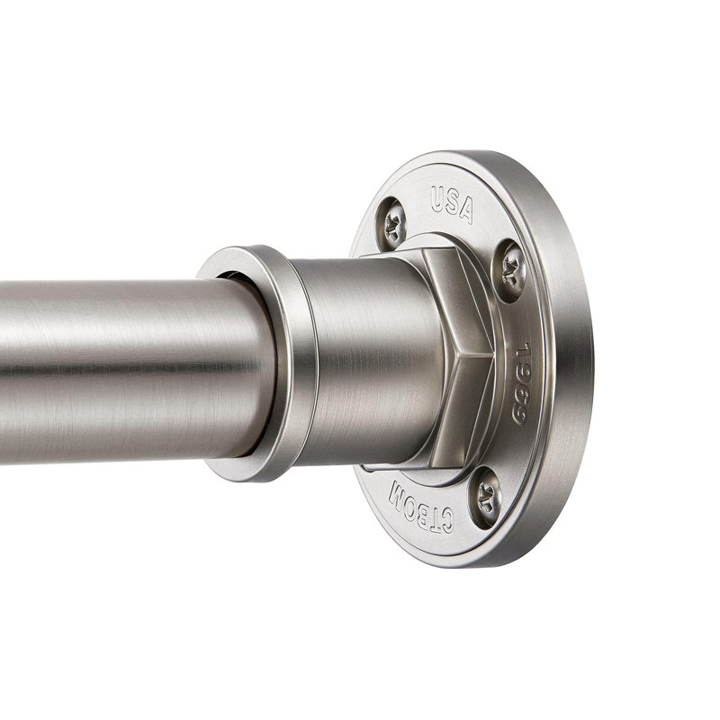 Brushed Nickel Industrial Tension Shower Curtain Rod 43-72 Inch