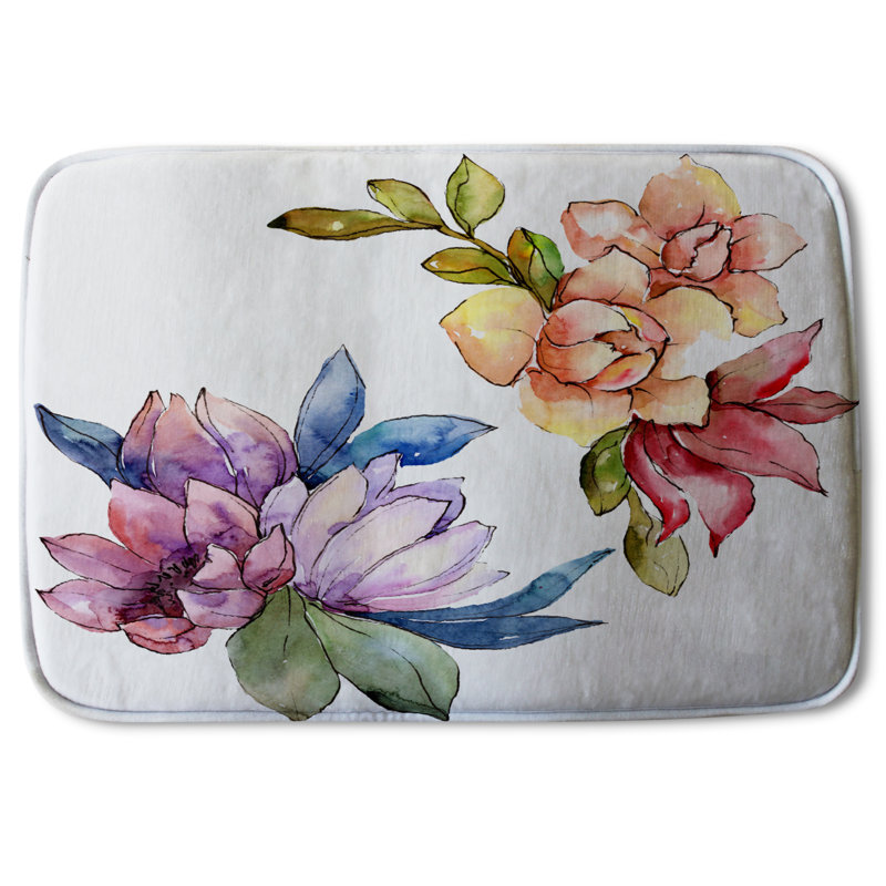 Jetter Memory Foam Non-Slip Backing Bath Rug, Floral 4