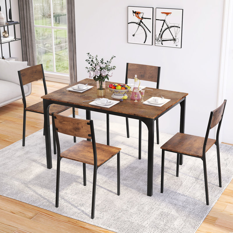 Archer-James 4 - Person Dining Set, Rustic Brown, Black, Rustic Brown/Black