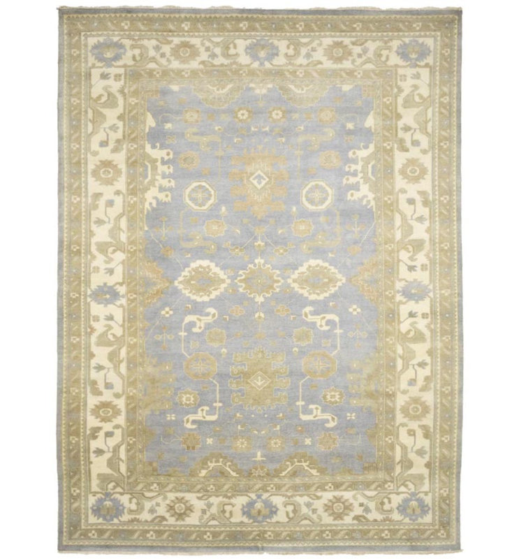 Tapis oriental gris à motif floral traditionnel 10 x 14 Oushak