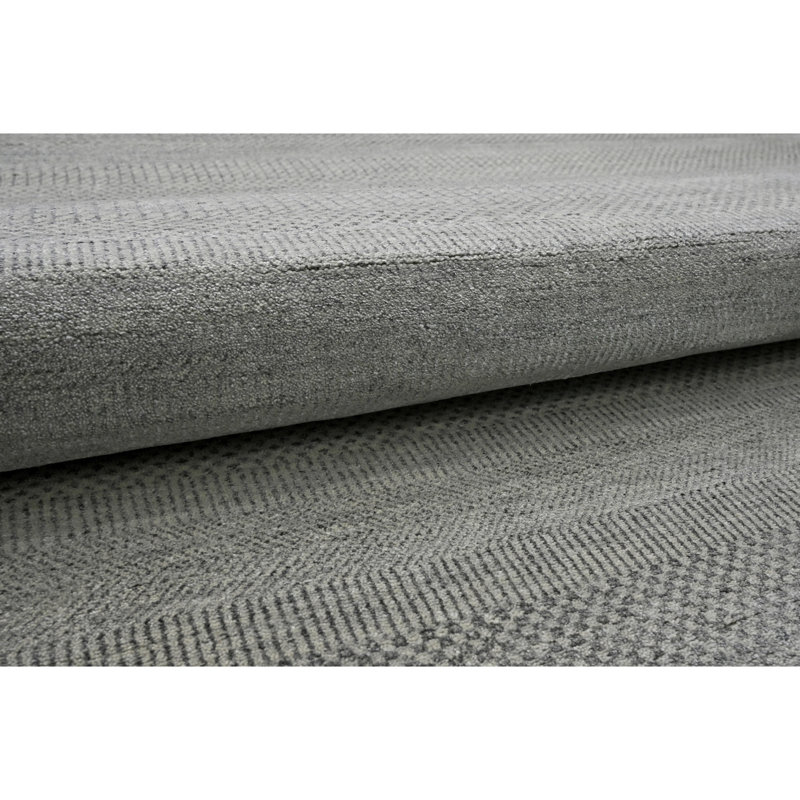 High-Quality Hand-Knotted Silver And Black Area Rug