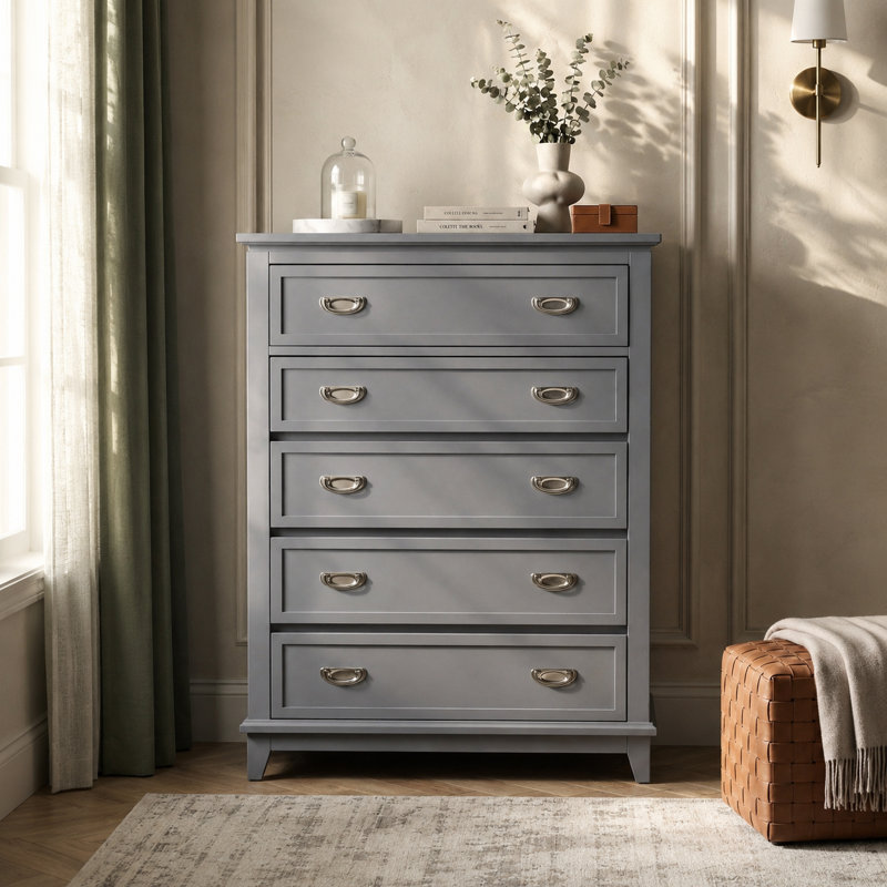Beckett 36.5" Modern 5-Drawer Chest , Gray