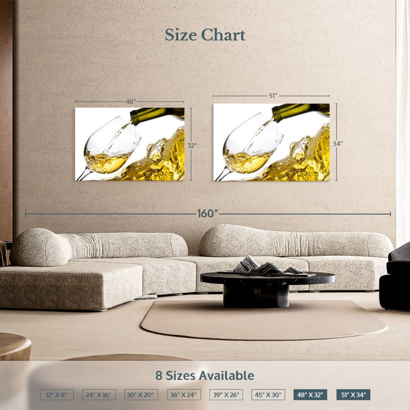Yarlin White Wine Splash, H 32 po x l 48 po