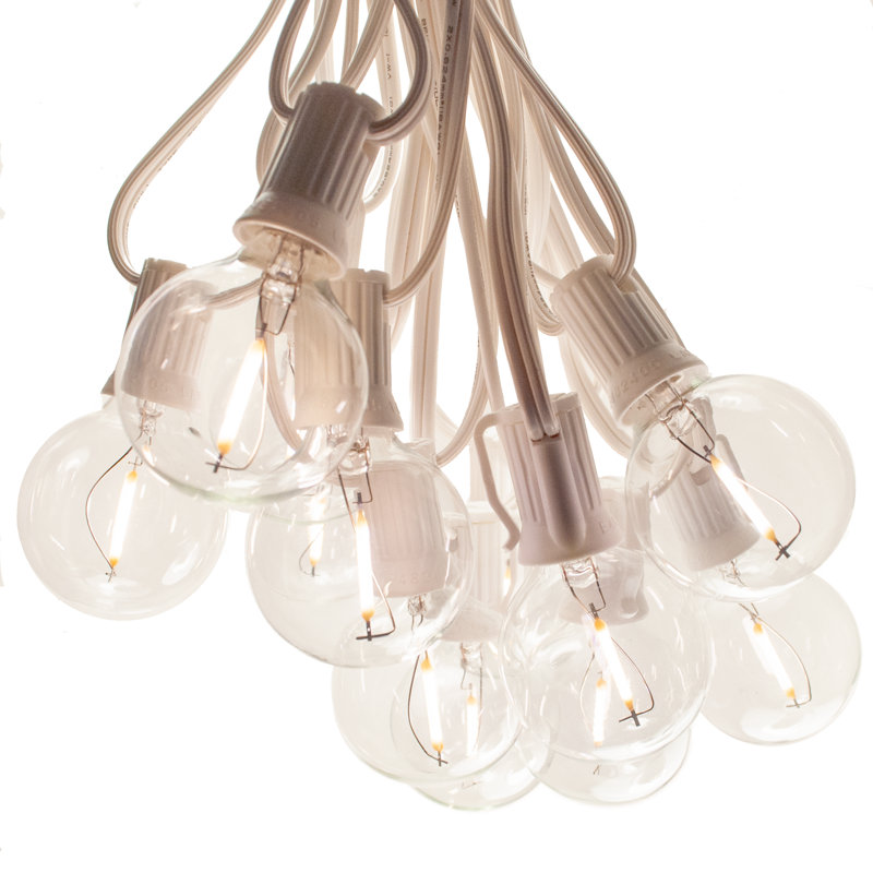 Guirlande de 25 lumières sphériques d'extérieur Hinman, Fil blanc, G50