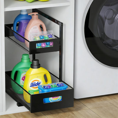 Under Sink Organizer, Pull-Out Cabinet Organizer With Sliding Drawers, Adjustable Height 2-Tier, 1 Pack