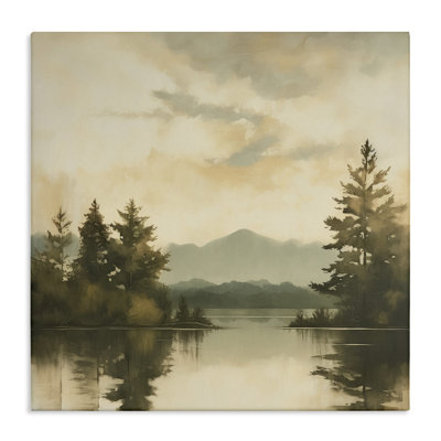 Soft Beige Mountain Scenery by Irena Orlov Wrapped Canvas Print