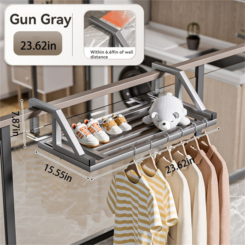Multi-Use Balcony Rack, 7.87" H x 23.62" W x 15.55" D