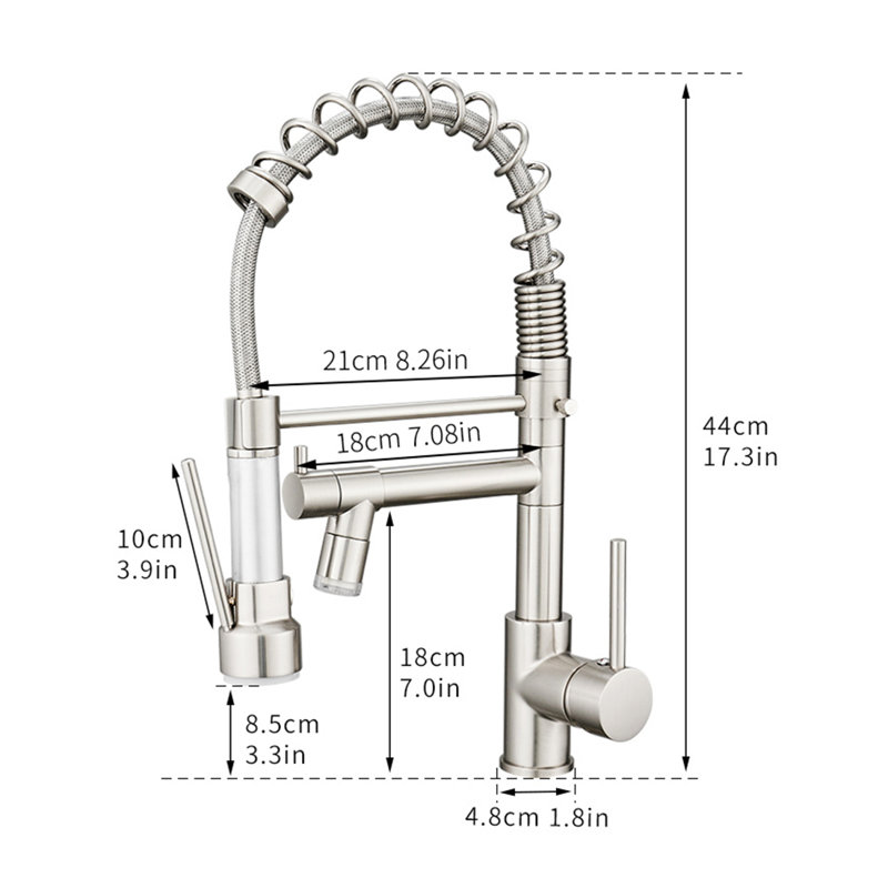 Brushed Nickel High Arc Pull-Down Kitchen Faucet with Dual Spray