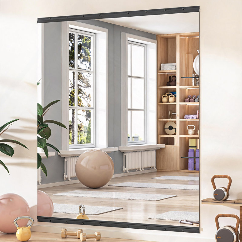 Miroir, 2 miroirs d'entraînement en verre trempé sans cadre 71 x 31 po pour fixation murale