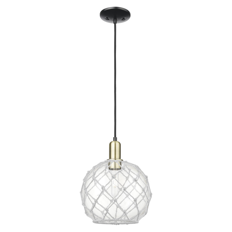 Arcadia - Ametra - Mini-luminaire suspendu à cordon 1 lumière 10 po, H 12,83 po x l 10 po x P 10 po, Laiton antique noir