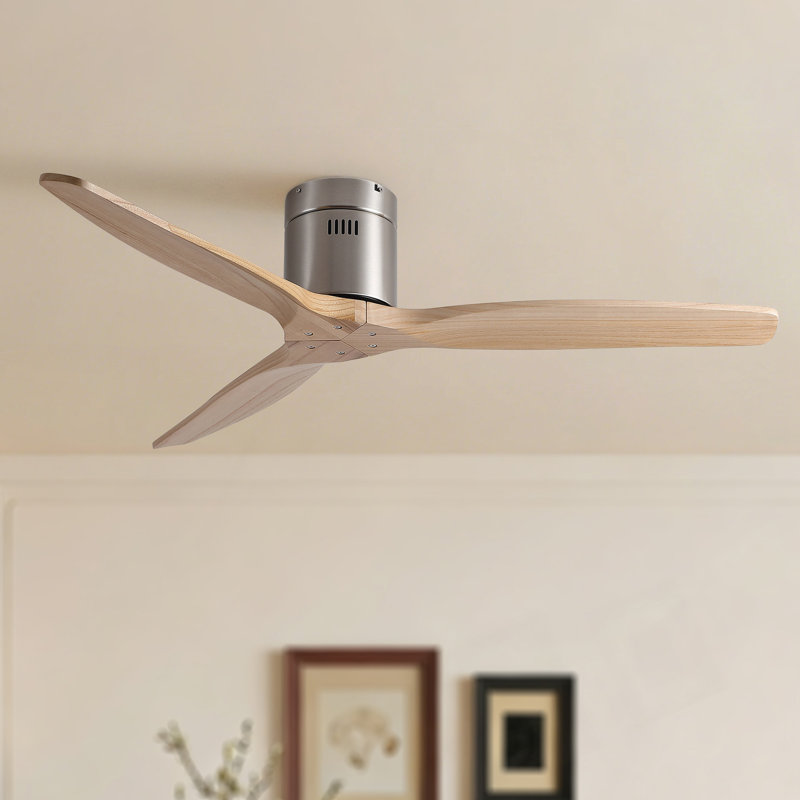 Ventilateur de plafond encastré à profil bas en nickel massif brossé de 52 pouces de style naturel Mordern Elegance