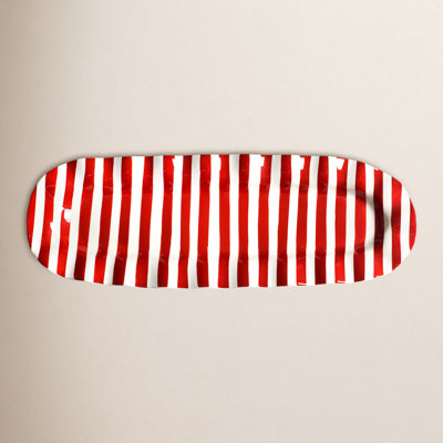 Red Stripe Ruffle Tray