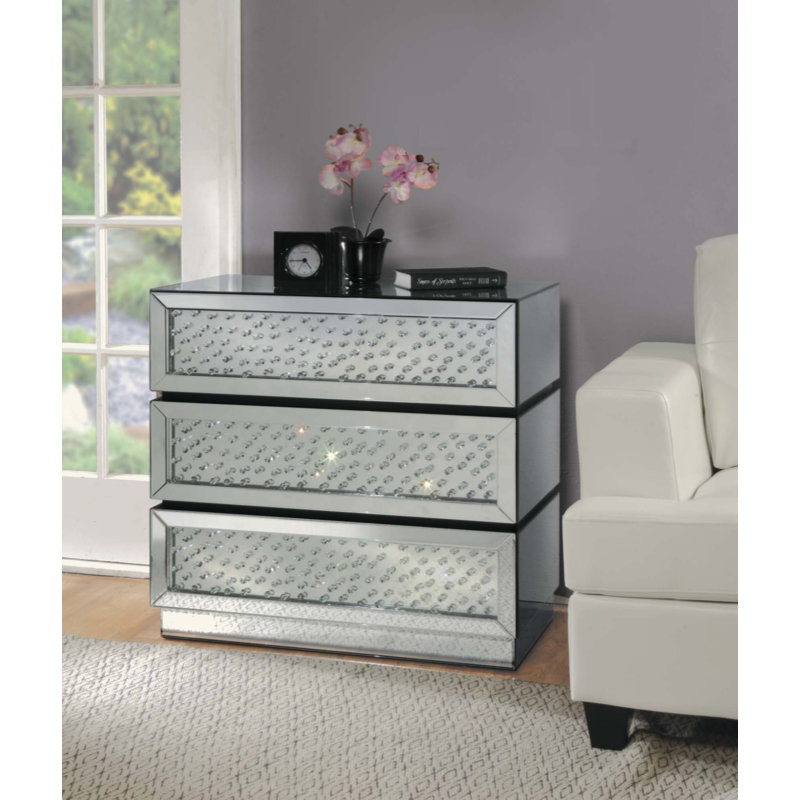 Console avec miroir et faux cristaux (assemblé)
