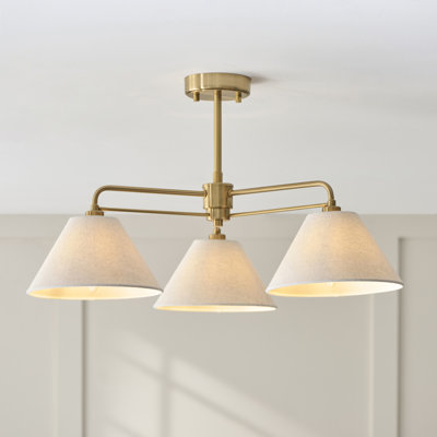 Linen Blend Semi Flush Mount
