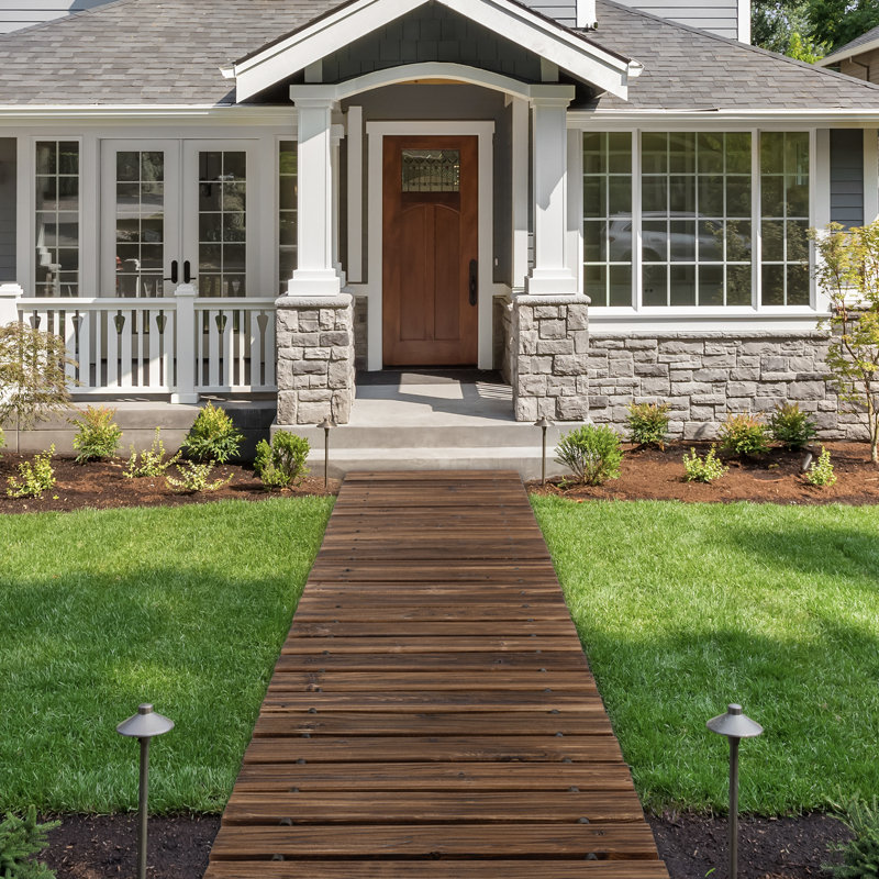 Allée de jardin en bois pour l'extérieur, H 0,60 po x l 144 po x P 17 po, Brun