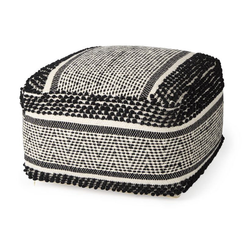 Lanett Upholstered Cotton Blend and Wool Ottoman