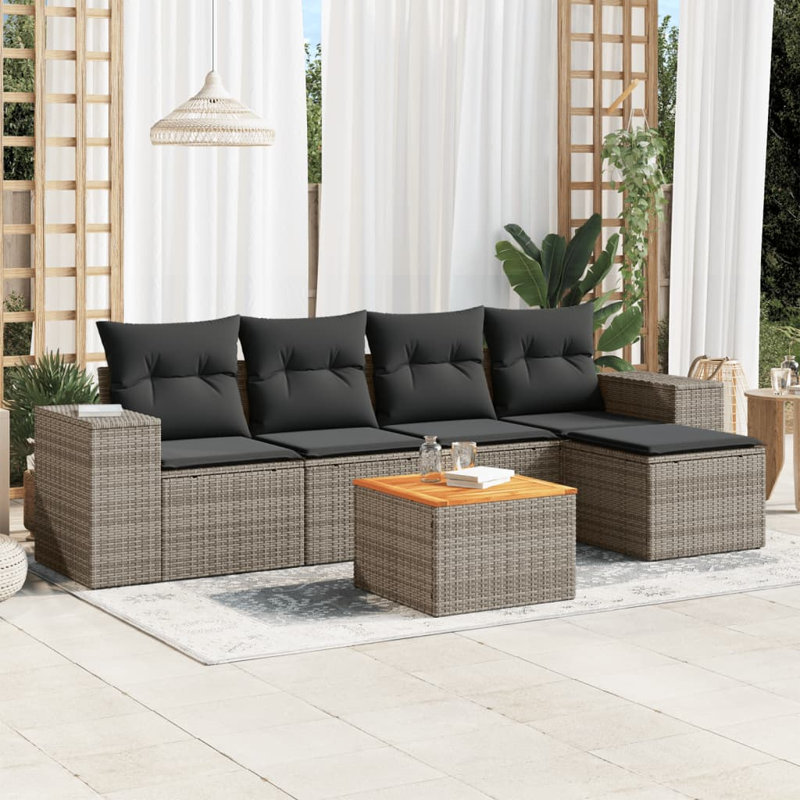  Ensemble de canapé de jardin gris, gris foncé