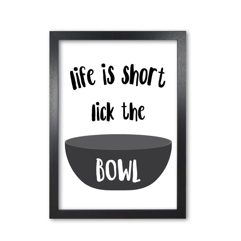 Lick The Bowl - Print, 85 cm H x 60 cm W x 5 cm D, Black Grain Frame