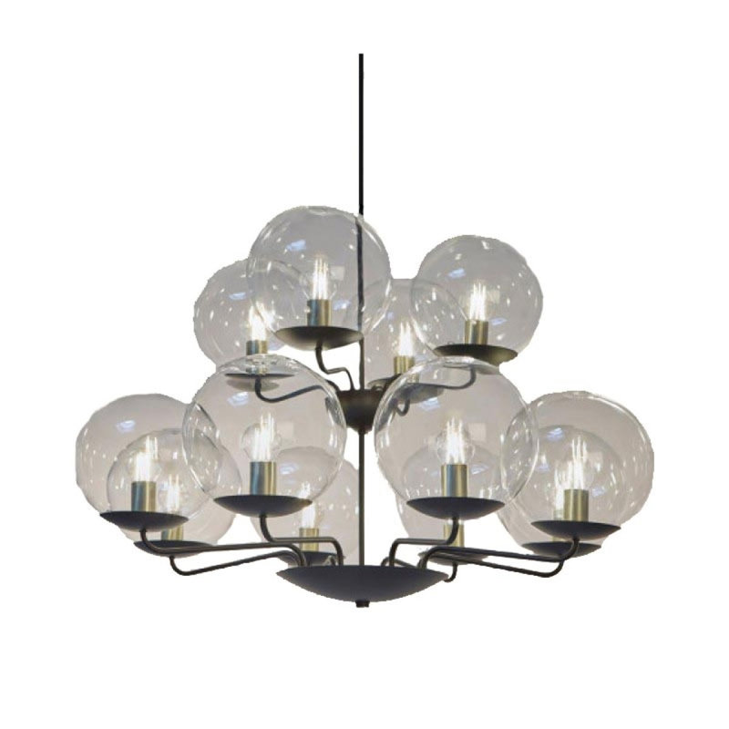 Lustre suspendu en fer clair à intensité variable Madhuri Ilfari, Feuille d'or, Fumée