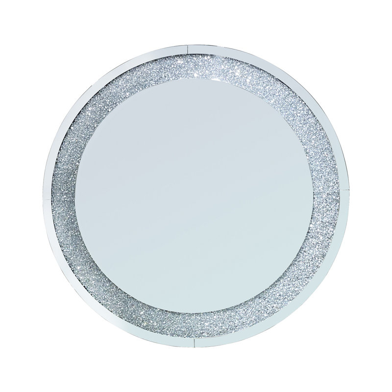 33.46"(85Cm)Crystal Crush Diamond Sparkly Round Mirror For Wall Decoration