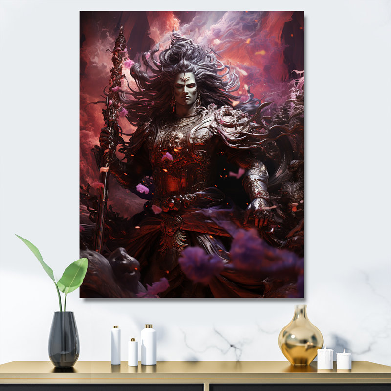 Hindouisme Mahabharatas majestueux dieu magenta - impression, Toile tendue, H 44 po x l 34 po x P 1,5 po
