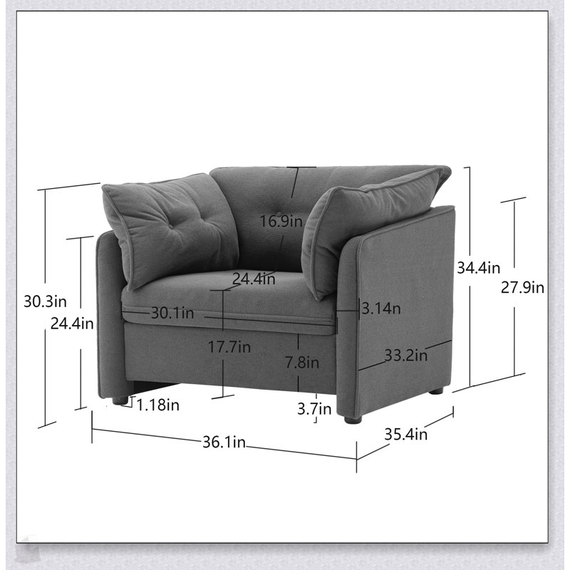 Fauteuil surdimensionné confortable avec revêtement en chenille douce pour la détente et l'esthétique améliorée